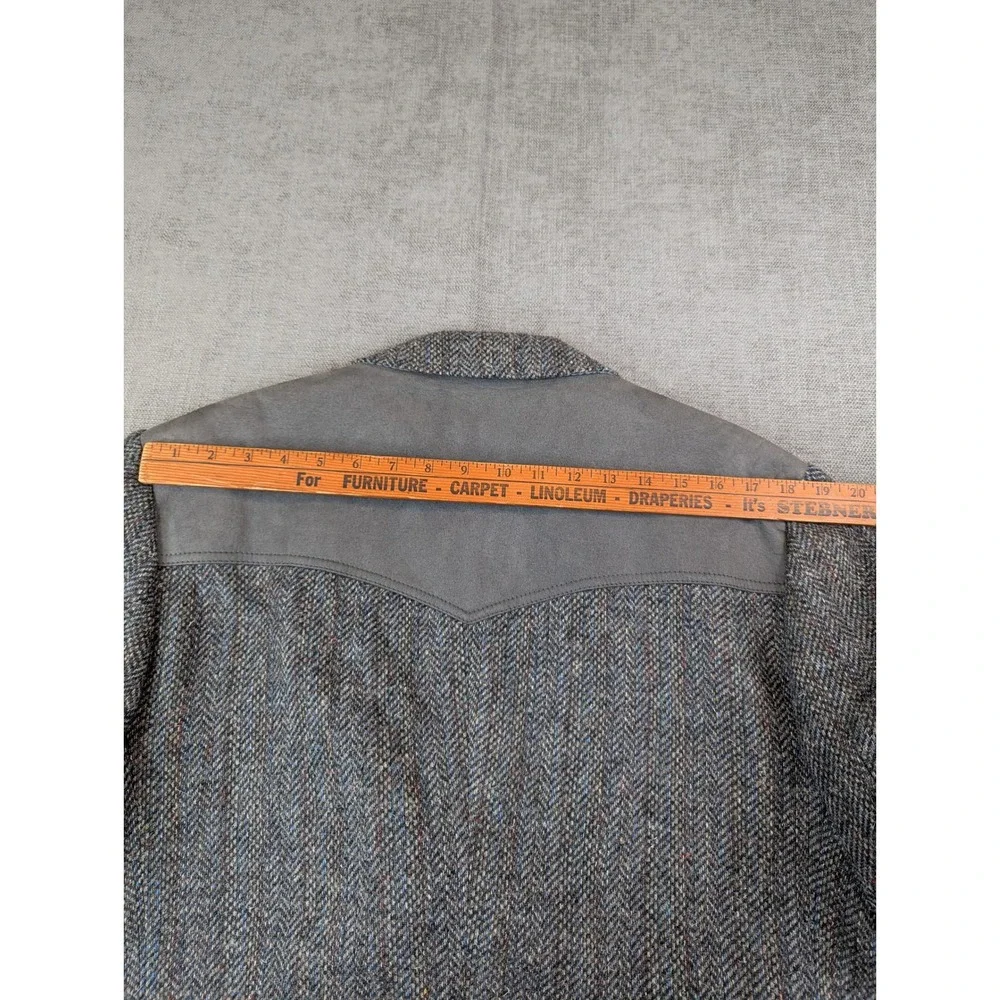 Vintage Pendleton Blazer Mens Sz 46 Western Wool Herringbone Tweed Suede Yoke
